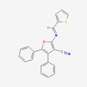 molecular formula C22H14N2OS B12000236 4,5-Diphenyl-2-((thiophen-2-ylmethylene)-amino)-furan-3-carbonitrile 