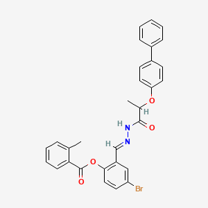 molecular formula C30H25BrN2O4 B12000281 [4-bromo-2-[(E)-[2-(4-phenylphenoxy)propanoylhydrazinylidene]methyl]phenyl] 2-methylbenzoate CAS No. 765311-45-3