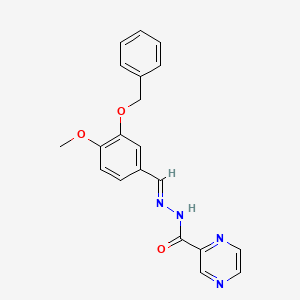 molecular formula C20H18N4O3 B12000289 Pyrazine-2-carboxylic acid (3-benzyloxy-4-methoxy-benzylidene)-hydrazide 