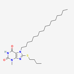 molecular formula C26H46N4O2S B12000313 8-(butylsulfanyl)-7-hexadecyl-3-methyl-3,7-dihydro-1H-purine-2,6-dione 