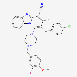 molecular formula C32H29ClFN5O B12000320 2-(4-Chlorobenzyl)-1-[4-(3-fluoro-4-methoxybenzyl)-1-piperazinyl]-3-methylpyrido[1,2-a]benzimidazole-4-carbonitrile 