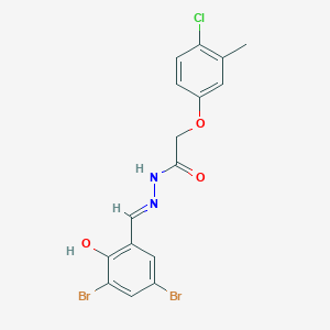 molecular formula C16H13Br2ClN2O3 B12000397 2-(4-chloro-3-methylphenoxy)-N'-[(E)-(3,5-dibromo-2-hydroxyphenyl)methylidene]acetohydrazide 