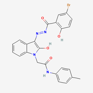 molecular formula C24H19BrN4O4 B12000404 2-(3-(2-(5-bromo-2-hydroxybenzoyl)hydrazono)-2-oxoindolin-1-yl)-N-p-tolylacetamide 