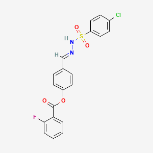 molecular formula C20H14ClFN2O4S B12000440 [4-[(E)-[(4-chlorophenyl)sulfonylhydrazinylidene]methyl]phenyl] 2-fluorobenzoate 