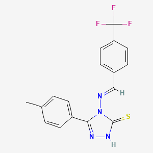 molecular formula C17H13F3N4S B12000449 5-(4-methylphenyl)-4-({(E)-[4-(trifluoromethyl)phenyl]methylidene}amino)-4H-1,2,4-triazol-3-yl hydrosulfide 