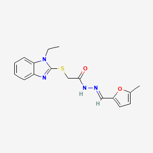 molecular formula C17H18N4O2S B12000460 2-[(1-ethyl-1H-benzimidazol-2-yl)sulfanyl]-N'-[(E)-(5-methylfuran-2-yl)methylidene]acetohydrazide 