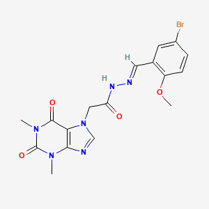 molecular formula C17H17BrN6O4 B12000546 N'-[(E)-(5-bromo-2-methoxyphenyl)methylidene]-2-(1,3-dimethyl-2,6-dioxo-1,2,3,6-tetrahydro-7H-purin-7-yl)acetohydrazide 
