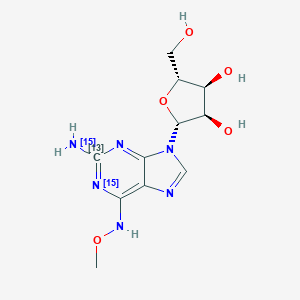 molecular formula C11H16N6O5 B120007 (2R,3R,4S,5R)-2-[2-(15N)Azanyl-6-(methoxyamino)purin-9-yl]-5-(hydroxymethyl)oxolane-3,4-diol CAS No. 197228-02-7