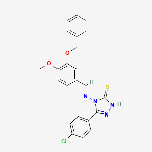 molecular formula C23H19ClN4O2S B12000718 4-({(E)-[3-(benzyloxy)-4-methoxyphenyl]methylidene}amino)-5-(4-chlorophenyl)-4H-1,2,4-triazole-3-thiol 