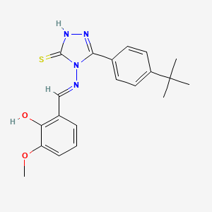 molecular formula C20H22N4O2S B12000752 5-(4-tert-butylphenyl)-4-{[(E)-(2-hydroxy-3-methoxyphenyl)methylidene]amino}-2,4-dihydro-3H-1,2,4-triazole-3-thione 