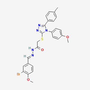 molecular formula C26H24BrN5O3S B12000758 N'-[(E)-(3-bromo-4-methoxyphenyl)methylidene]-2-{[4-(4-methoxyphenyl)-5-(4-methylphenyl)-4H-1,2,4-triazol-3-yl]sulfanyl}acetohydrazide 