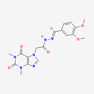 molecular formula C18H20N6O5 B12000768 N'-[(E)-(3,4-dimethoxyphenyl)methylidene]-2-(1,3-dimethyl-2,6-dioxo-1,2,3,6-tetrahydro-7H-purin-7-yl)acetohydrazide 