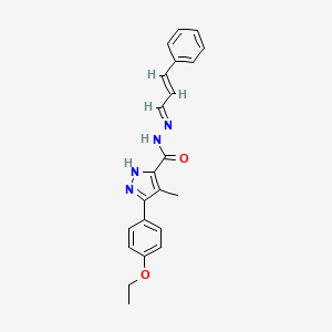 molecular formula C22H22N4O2 B12000810 5-(4-ethoxyphenyl)-4-methyl-N'-[(1E,2E)-3-phenylprop-2-en-1-ylidene]-1H-pyrazole-3-carbohydrazide 