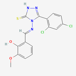 molecular formula C16H12Cl2N4O2S B12000862 5-(2,4-dichlorophenyl)-4-{[(E)-(2-hydroxy-3-methoxyphenyl)methylidene]amino}-2,4-dihydro-3H-1,2,4-triazole-3-thione 