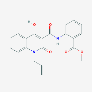 molecular formula C21H18N2O5 B12000928 Methyl 2-({[4-hydroxy-2-oxo-1-(prop-2-en-1-yl)-1,2-dihydroquinolin-3-yl]carbonyl}amino)benzoate 