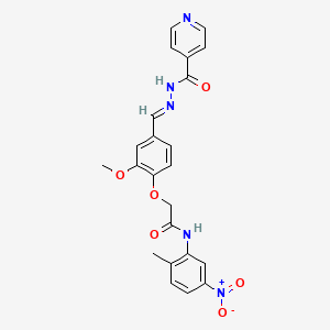 molecular formula C23H21N5O6 B12000960 2-{4-[(E)-(Isonicotinoylhydrazono)methyl]-2-methoxyphenoxy}-N-(2-methyl-5-nitrophenyl)acetamide 
