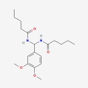 molecular formula C19H30N2O4 B12001076 N-[(3,4-dimethoxyphenyl)(pentanoylamino)methyl]pentanamide 