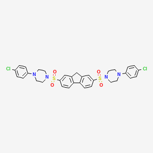 molecular formula C33H32Cl2N4O4S2 B12001129 1-(4-Chlorophenyl)-4-[(7-{[4-(4-chlorophenyl)-1-piperazinyl]sulfonyl}-9H-fluoren-2-YL)sulfonyl]piperazine 