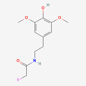 molecular formula C12H16INO4 B1200122 Acetamide, N-[2-(4-hydroxy-3,5-dimethoxyphenyl)ethyl]-2-iodo- CAS No. 50686-86-7