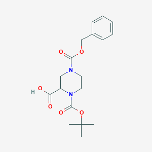molecular formula C18H24N2O6 B120013 4-((Benzyloxy)carbonyl)-1-(tert-butoxycarbonyl)piperazine-2-carboxylic acid CAS No. 149057-19-2