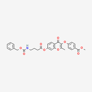 molecular formula C30H27NO9 B12001420 methyl 4-({7-[(4-{[(benzyloxy)carbonyl]amino}butanoyl)oxy]-2-methyl-4-oxo-4H-chromen-3-yl}oxy)benzoate 
