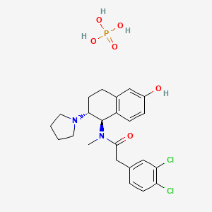 molecular formula C23H29Cl2N2O6P B1200150 3,4-Dichloro-N-methyl-N-(1,2,3,4-tetrahydro-6-hydroxy-2-(pyrrolidin-1-yl)naphth-1-yl)benzeneacetamide CAS No. 150433-16-2