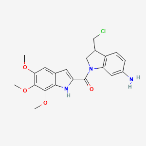 molecular formula C21H22ClN3O4 B1200178 1-[(5,6,7-Trimethoxy-1H-indol-2-yl)carbonyl]-3-(chloromethyl)indolin-6-amine 