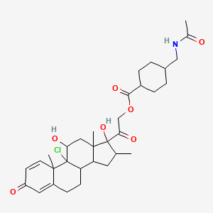 [2-(9-Chloro-11,17-dihydroxy-10,13,16-trimethyl-3-oxo-6,7,8,11,12,14,15,16-octahydrocyclopenta[a]phenanthren-17-yl)-2-oxoethyl] 4-(acetamidomethyl)cyclohexane-1-carboxylate