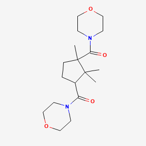 molecular formula C18H30N2O4 B12002040 Morpholin-4-YL-(1,2,2-trimethyl-3-(morpholine-4-carbonyl)-cyclopentyl)-methanone 