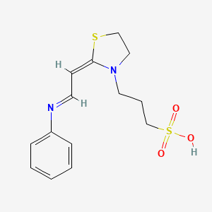 molecular formula C14H18N2O3S2 B12002102 3-{(2E)-2-[(2E)-2-(phenylimino)ethylidene]-1,3-thiazolidin-3-yl}-1-propanesulfonic acid 
