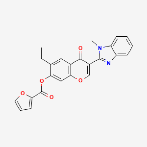 molecular formula C24H18N2O5 B12002157 6-ethyl-3-(1-methyl-1H-benzimidazol-2-yl)-4-oxo-4H-chromen-7-yl 2-furoate 