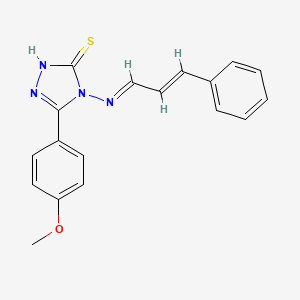 molecular formula C18H16N4OS B12002180 5-(4-methoxyphenyl)-4-{[(1E,2E)-3-phenylprop-2-en-1-ylidene]amino}-2,4-dihydro-3H-1,2,4-triazole-3-thione 