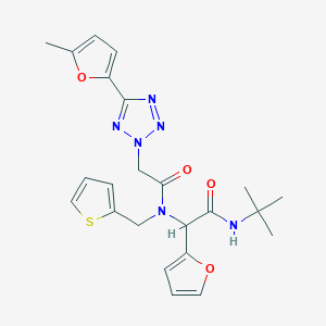molecular formula C23H26N6O4S B1200224 N-tert-butyl-2-(2-furanyl)-2-[[2-[5-(5-methyl-2-furanyl)-2-tetrazolyl]-1-oxoethyl]-(thiophen-2-ylmethyl)amino]acetamide 