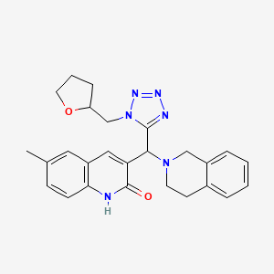 3-[3,4-dihydro-1H-isoquinolin-2-yl-[1-(2-oxolanylmethyl)-5-tetrazolyl]methyl]-6-methyl-1H-quinolin-2-one