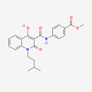 molecular formula C23H24N2O5 B12002428 Methyl 4-({[4-hydroxy-1-(3-methylbutyl)-2-oxo-1,2-dihydroquinolin-3-yl]carbonyl}amino)benzoate 