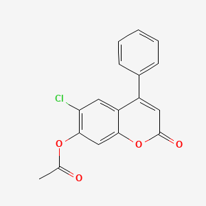 molecular formula C17H11ClO4 B12002576 6-chloro-2-oxo-4-phenyl-2H-chromen-7-yl acetate 