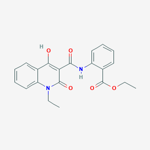 molecular formula C21H20N2O5 B12002635 Ethyl 2-{[(1-ethyl-4-hydroxy-2-oxo-1,2-dihydro-3-quinolinyl)carbonyl]amino}benzoate 
