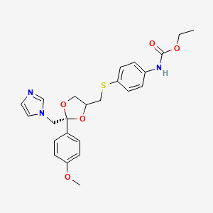 molecular formula C24H27N3O5S B1200265 ethyl N-[4-[[(2R)-2-(imidazol-1-ylmethyl)-2-(4-methoxyphenyl)-1,3-dioxolan-4-yl]methylsulfanyl]phenyl]carbamate 
