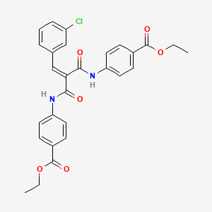 molecular formula C28H25ClN2O6 B12002673 Ethyl 4-[(3-(3-chlorophenyl)-2-{[4-(ethoxycarbonyl)anilino]carbonyl}acryloyl)amino]benzoate 