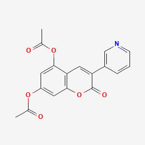 molecular formula C18H13NO6 B12002847 Coumarin, 5,7-dihydroxy-3-(3-pyridyl)-, diacetate CAS No. 67210-67-7