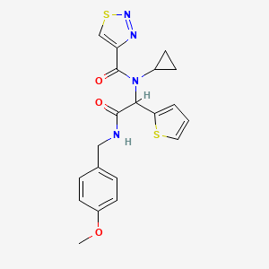 molecular formula C20H20N4O3S2 B1200285 N-cyclopropyl-N-[2-[(4-methoxyphenyl)methylamino]-2-oxo-1-thiophen-2-ylethyl]-4-thiadiazolecarboxamide 