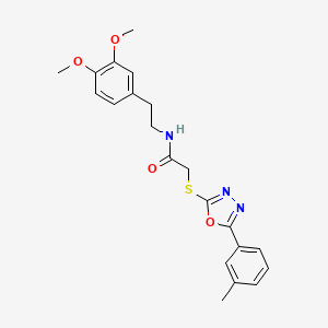 molecular formula C21H23N3O4S B1200287 N-[2-(3,4-dimethoxyphenyl)ethyl]-2-[[5-(3-methylphenyl)-1,3,4-oxadiazol-2-yl]thio]acetamide 