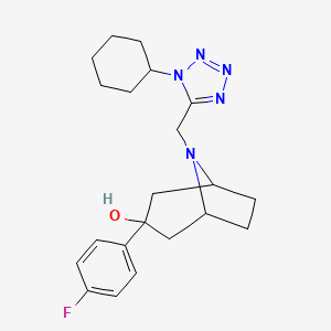 molecular formula C21H28FN5O B1200288 8-[(1-Cyclohexyl-5-tetrazolyl)methyl]-3-(4-fluorophenyl)-8-azabicyclo[3.2.1]octan-3-ol 