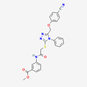 molecular formula C26H21N5O4S B1200289 3-[[2-[[5-[(4-Cyanophenoxy)methyl]-4-phenyl-1,2,4-triazol-3-yl]thio]-1-oxoethyl]amino]benzoic acid methyl ester 
