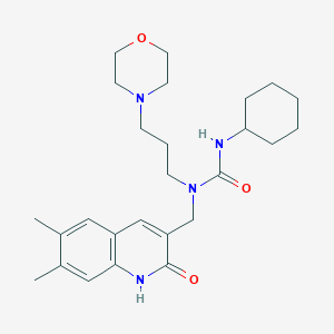 molecular formula C26H38N4O3 B1200292 3-cyclohexyl-1-[(6,7-dimethyl-2-oxo-1H-quinolin-3-yl)methyl]-1-[3-(4-morpholinyl)propyl]urea 