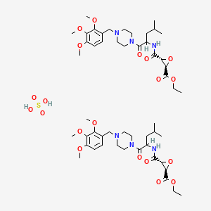 ethyl (2R,3R)-3-[[4-methyl-1-oxo-1-[4-[(2,3,4-trimethoxyphenyl)methyl]piperazin-1-yl]pentan-2-yl]carbamoyl]oxirane-2-carboxylate;sulfuric acid