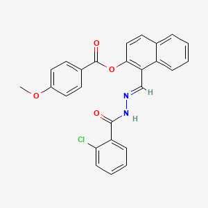 molecular formula C26H19ClN2O4 B12003106 [1-[(E)-[(2-chlorobenzoyl)hydrazinylidene]methyl]naphthalen-2-yl] 4-methoxybenzoate 