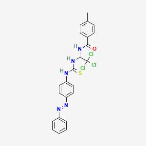 molecular formula C23H20Cl3N5OS B12003108 4-methyl-N-{2,2,2-trichloro-1-[({4-[(E)-phenyldiazenyl]phenyl}carbamothioyl)amino]ethyl}benzamide CAS No. 294657-51-5