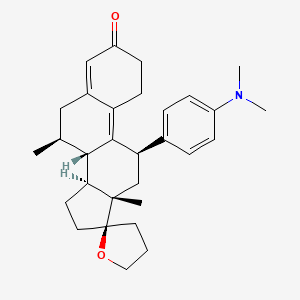 molecular formula C30H39NO2 B1200318 (7S,8S,11R,13S,14S,17R)-11-[4-(dimethylamino)phenyl]-7,13-dimethylspiro[1,2,6,7,8,11,12,14,15,16-decahydrocyclopenta[a]phenanthrene-17,2'-oxolane]-3-one CAS No. 123916-70-1