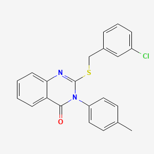 molecular formula C22H17ClN2OS B12003201 2-((3-Chlorobenzyl)thio)-3-(4-methylphenyl)-4(3H)-quinazolinone CAS No. 761408-13-3
